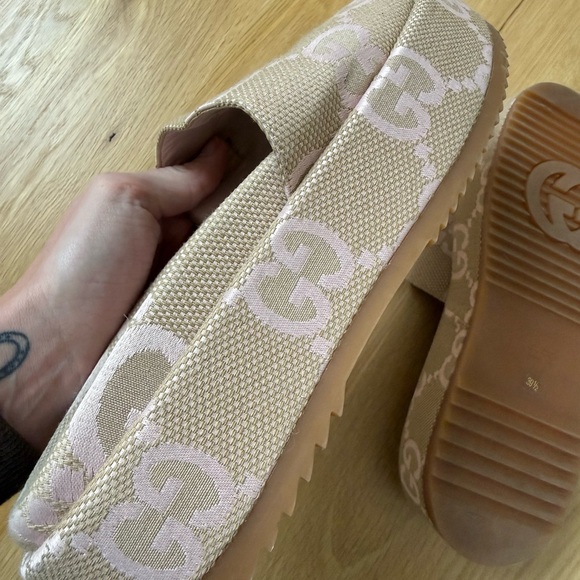 Gucci Beige and Light Purple GG Canvas Slide Sandals - Picture 3 of 6